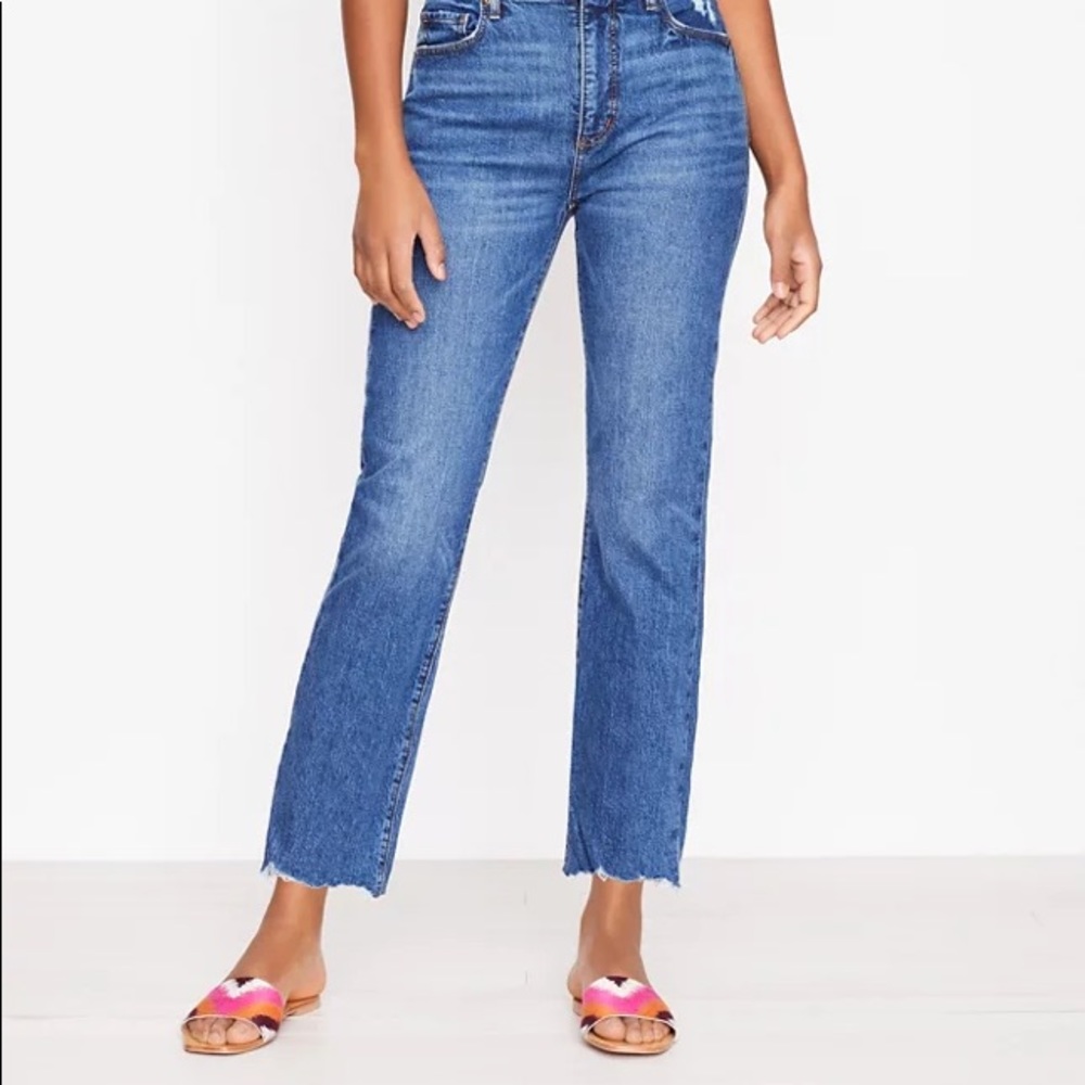 LOFT Petite High Waist Straight Crop jeans